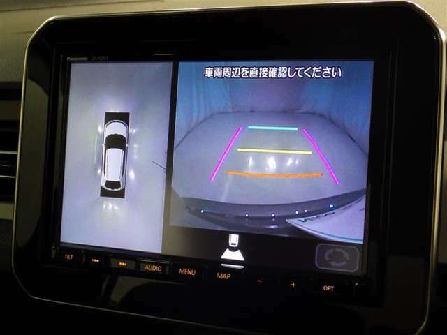 パノラミックビューモニターシステムが付いているので車の上から見た映像が確認できますよ。