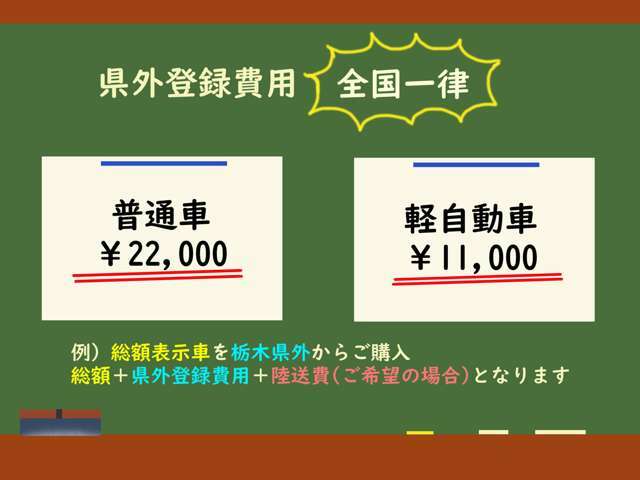 栃木県外からのご購入には車検整備以外にも別途費用がございます。詳しいお見積りはお気軽にお問い合わせくださいませ。