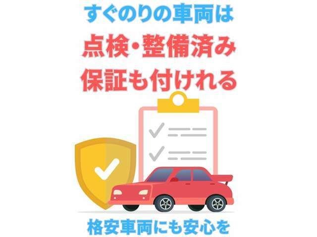 格安車両でも保証がつけられる(^^)/月額980円で安心がず～っと続く「すぐのりアフターサービス」詳細はプラン画像をご覧ください。