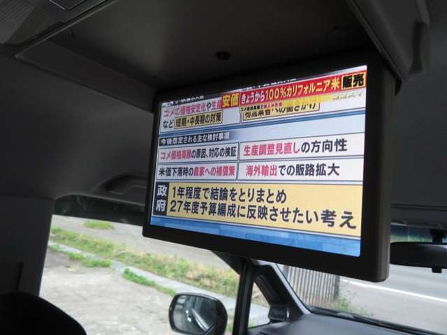 フリップダウンモニターで地デジ放送やDVDビデオを視聴できるリヤエンターテイメントシステム付です。