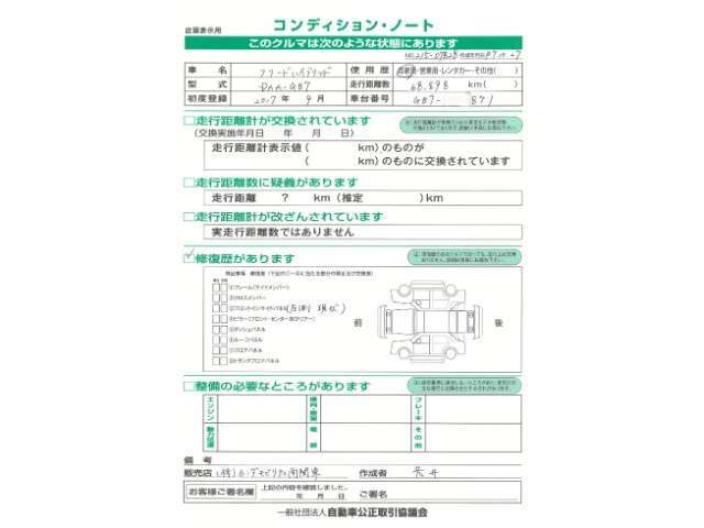 こちらのフリードは現状左側フロントインサイドパネルを損傷していますが、走行に支障はございません。