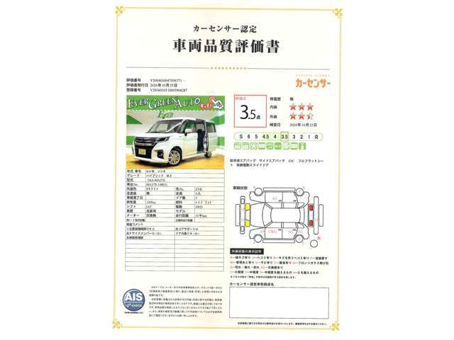 遠方の方もご安心下さい！各車両に第三者機関（AIS検査）の評価書をお付けしております！外装のキズや状態等をご提示しております。（一部検査中の車輛もあります。）