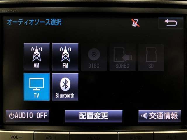ラジオ、フルセグテレビ、CD再生、DVD再生、SD再生(音楽/動画)、SD録音(別途SDカードが必要です)、Bluetoothオーディオが使用可能です。詳しい仕様については展示店舗までお尋ねください。
