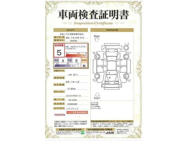 車両検査証明書です。