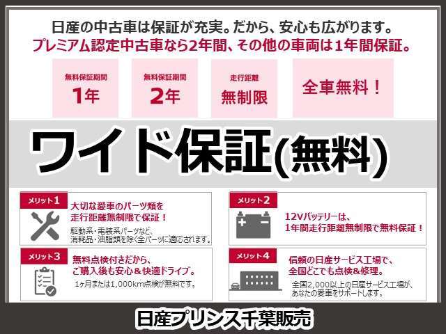 高品質に拘り抜いた認定中古車を厳選、全国2000か所以上の日産サービス工場があなたの愛車をサポートします。