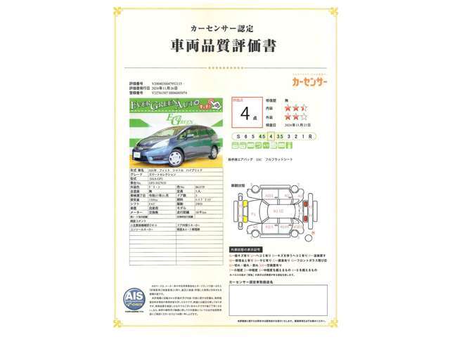 遠方の方もご安心下さい！各車両に第三者機関（AIS検査）の評価書をお付けしております！外装のキズや状態等をご提示しております。（一部検査中の車輛もあります。）