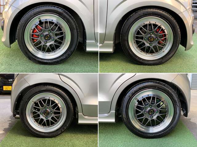 足元には信頼のHOT STUFF「stich メッシュ 15インチ」ホイールを装着し、クラシックスポーツスタイルに仕上がっています。