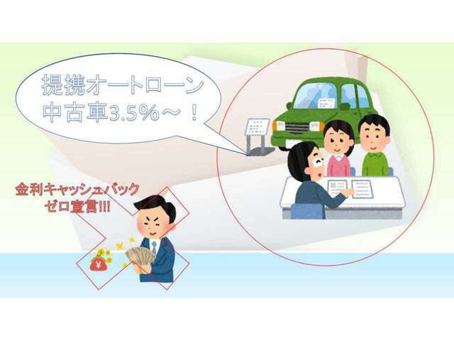 【提携ローン会社金利】中古車3.5％！手数料での金利かさまし等なく基本的には提携金利でのローン販売を実施しております！※お客様条件によりローン会社様からの指定金利の場合有