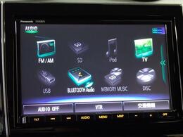 CD/DVD再生やBluetoothオーディオ、フルセグテレビなど　多彩なメディアに対応した　メモリーナビを装備しています。