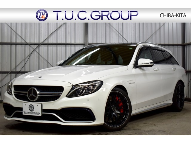 C63Sワゴン　レ-ダ-SP　右H　V8　パノラマサンR　ヒ-タ-赤黒革　ディストロ　キ-GO　HUD　AMGエアロ19AW　エアバランスP　地デジBカメ　ブルメS　電動フットゲート　2年保証