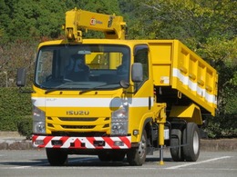 いすゞ エルフ 1.95t 3段クレーン付土砂禁ロングダンプ 内寸-長309x幅180x高80