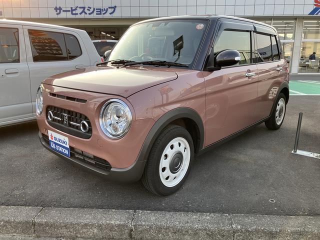 令和5年式　ラパンLC　X　入荷しました。 色はピンクとブラウンの2トーン　衝突被害軽減ブレーキ　ナビ　バックカメラ