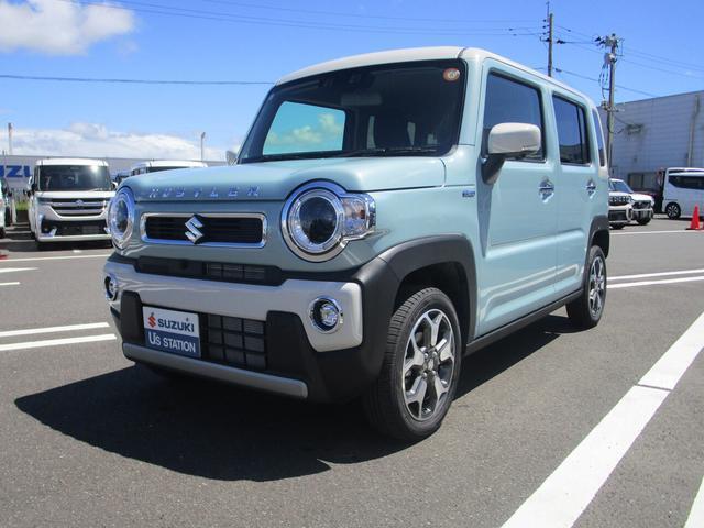 令和7年式　ハスラー　ハイブリッドXターボ　入荷。 色はオフブルーとベージュの2トーン♪　衝突被害軽減ブレーキ　全方位ナビ