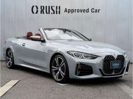 BMW 4シリーズカブリオレ M440i xドライブ 4WD シルバー光沢ソフトトップ　19AW　赤革