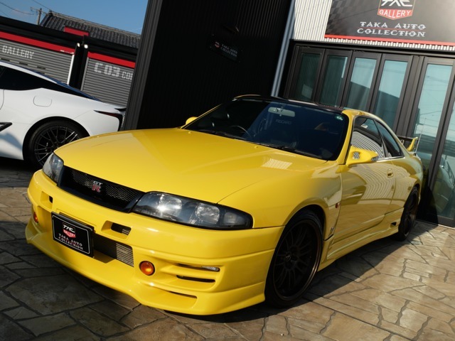 セキュリティ対策済み　R33　400Rイエローカラー　トライフォースエアロ　レイズホイール　クァンタムサスペンション　イモビライザー　GANADORミラー　HKSマフラー