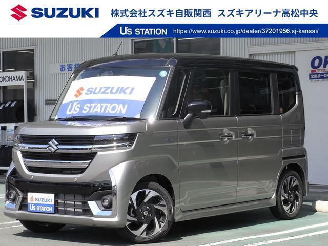軽自動車ながらもゆとりの感じられる車内にスライドドアが便利◎スタイリッシュなフロントデザインや、落ち着いた色合いの内装がかっこいいスペーシアカスタムです！ターボ付きなので発進、加速がさらにスムーズに♪