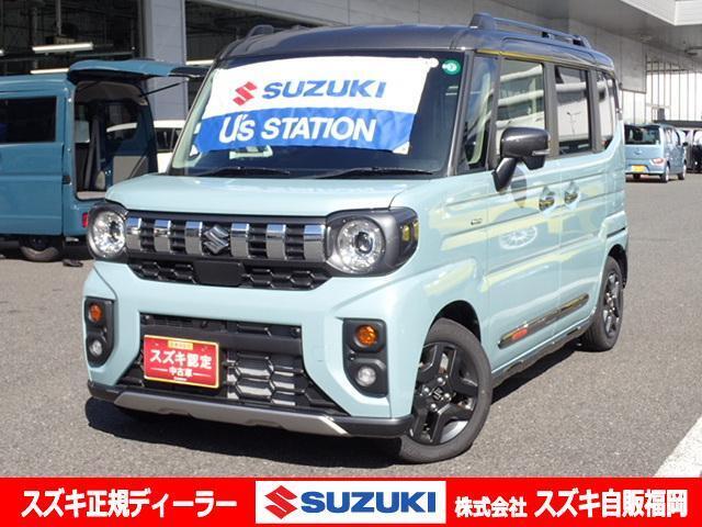 ＜令和6年式＞　オフブルーメタリック。 タフト・N-BOXをお探しの方！SUVな軽ハイトワゴン！アウトドアが楽しくなる★特別仕様車【スペーシア GEAR HYBRID XZ】はいかがですか？