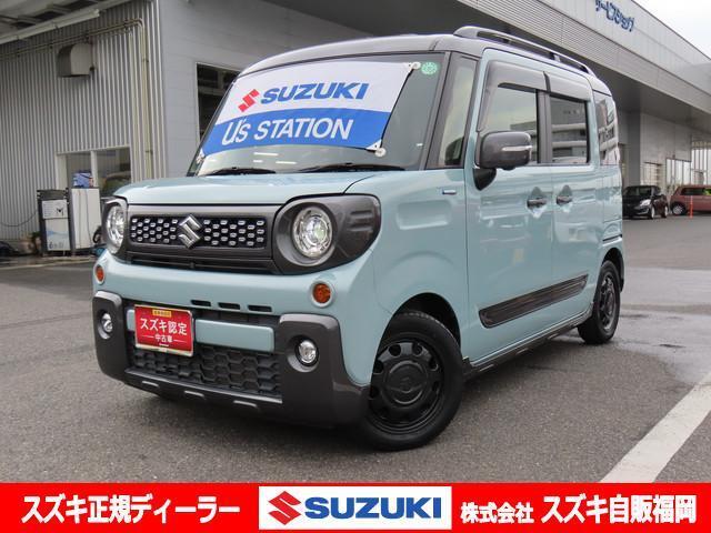 ＜令和2年式＞　オフブルーメタリックガンメタリック2トーン。タフト・N-BOXをお探しの方！SUVな軽ハイトワゴン！アウトドアが楽しくなる★特別仕様車【スペーシア GEAR HYBRID XZ】はいかがですか？