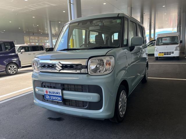 令和3年式　スペーシア　ハイブリッドX　入荷です。 色はオフブルーメタリック♪　衝突被害軽減ブレーキ　ナビ　バックカメラ