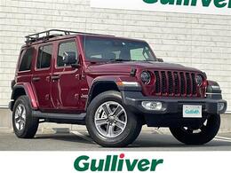 ジープ ラングラー アンリミテッド サハラ 2.0L 4WD 禁煙 革シート ACC BSM 純正ナビ Bカメラ