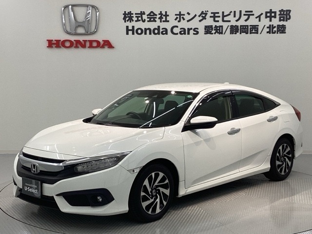 全国納車可 第三者機関証明書付 Honda SENSING 1年保証 ナビVXM-184VFi フルセグRカメラ BTオ-ディオ DVD ETC LEDライト装備のシビックセダン ベースグレード入庫！