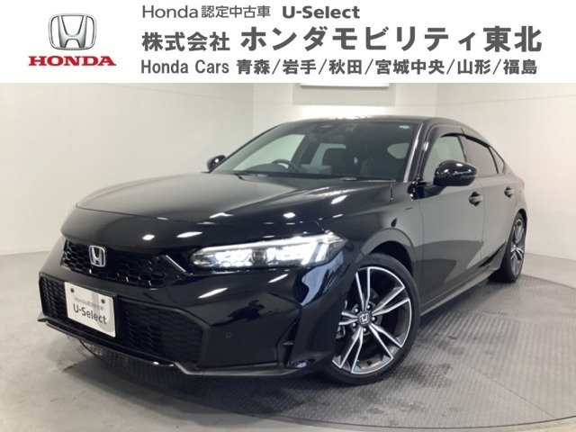 当社デモカーで中古スタッドレスが付いたブラックパールのシビックハイブリッドが入荷！安全運転支援機能ホンダセンシングや前後ドラレコに2.0ETCやBluetooth対応メモリーナビなど7充実装備です！