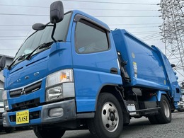 三菱ふそう キャンター 2t積プレス式パッカー車　デュアルAT 極東製4.3立米　連続スイッチ汚水タンク