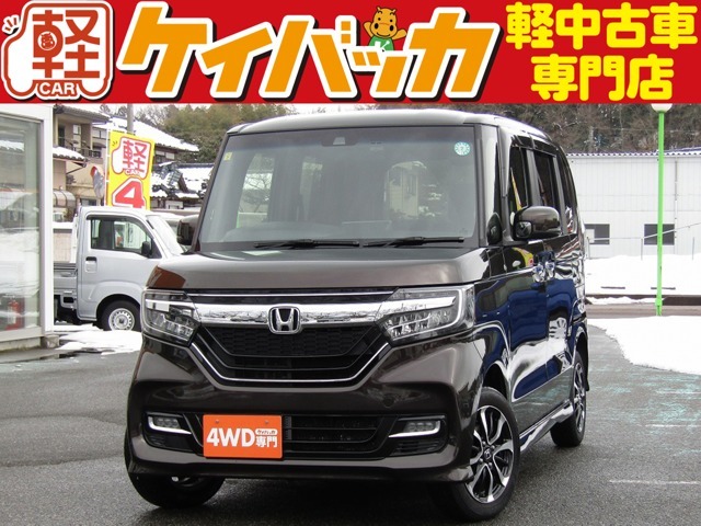 ■NBOXカスタム　G・L　ホンダセンシング　4WD　両側パワースライドドア　スマートキー　バックカメラ　純正アルミホイール　社外ナビ　パワーウインドウ/電動格納ドアミラー　衝突被害軽減ブレーキ　ETC