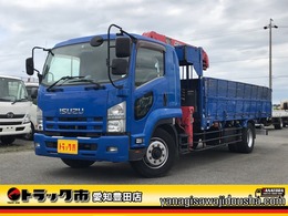 いすゞ フォワード 7.3t 増トン 3段クレーン付き平ボディー ラジコン ベッド付き フックイン 6MT