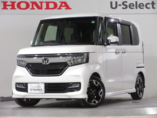 ワンオーナー車のN-BOXカスタム (G・EXターボホンダセンシング)が入庫です。2024年、23年、22年、21年に当社自社工場にて法定点検を実施しております。