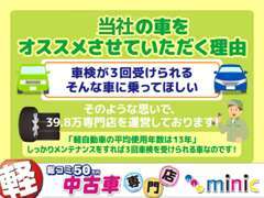 安い車を購入してすぐ故障しては意味がない。当店は低価格の良質なお車で3回車検が受けられるそんなお車を販売させて頂いてます