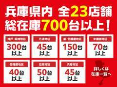 兵庫ダイハツは県内23店舗、総在庫700台以上！多くの在庫からお客様にピッタリの1台をご提案いたします♪