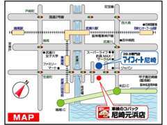 当店までの地図です！阪神武庫川駅より車で3分、臨港線沿いです