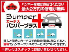 ご購入と同時にカーチスで保険にご加入いただくと、お得な保証が無料でついてくる！バンパーに生じた傷を最大2万円まで補償！