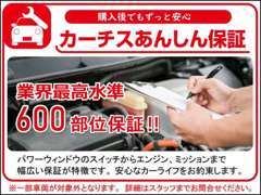 安心充実のカーチス独自保証「カーチスアフター保証」！業界最高水準！メーカー新車保証に匹敵の広範囲（全600部位）をカバー！