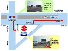 大阪市方面からお越しのお客様は交差点直進してすぐ左手、堺区方面からお越しのお客様は交差点右折して頂きすぐ左手となります。