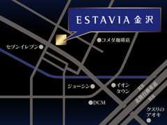 国道8号線から、イオンタウン金沢示野店様を北西に約600m進んだところに位置しております。お気軽にお立ち寄りください。