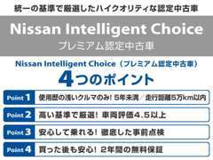 統一の基準で厳選したハイクオリティな認定中古車★Nissan Intelligent Choice【プレミアム認定中古車】★安心の品質制度★