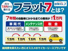 フラット7とは？月々1万円から新車に乗ることができます！7年間の税金と車検諸費用・メンテ費用も入って毎月定額！
