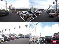 広々した展示場には常時50台以上を展示。スズキ車から他メーカーのお車まで幅広く展示中。お気軽にスタッフまでお声掛けください