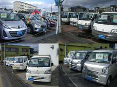 10号線中古車展示場。軽自動車から商用車まで幅広く展示しております。南九州マツダの中古車は当店でもご案内できます。