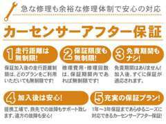 充実のカーセンサーアフター保証でお客様をサポートします。半年から3年版まで、長期間の安心保証になります。