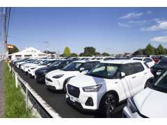 常時250台以上の在庫を展示！県内最大級の展示場で、軽自動車からミニバンまでゆっくりとご覧ください
