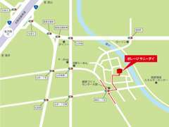 当店場所は、金沢西インターを降りて車で約10分！電車ご利用の場合、JR西金沢駅からの送迎も可能ですので事前にご連絡下さい。