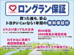 ☆トヨタの中古車なら、買った後も安心の1年間無償保証付きです！最長3年まで延長保証をご用意しております！