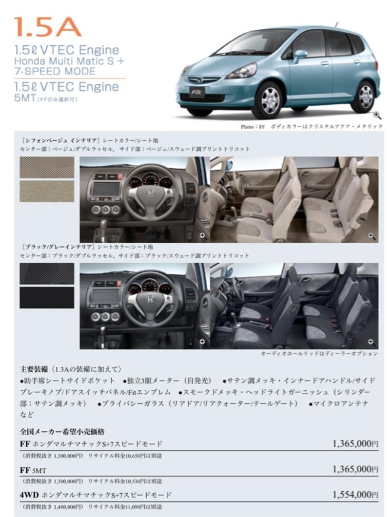 ホンダ フィット 1.5A(MT_1.5)