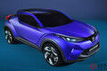 トヨタが新しい「C-HR」世界初公開！ 斬新デザインは「新旧」どう変わった？ 7年ぶり全面刷新で初代の「驚き」超えた？ 欧州でお披露目