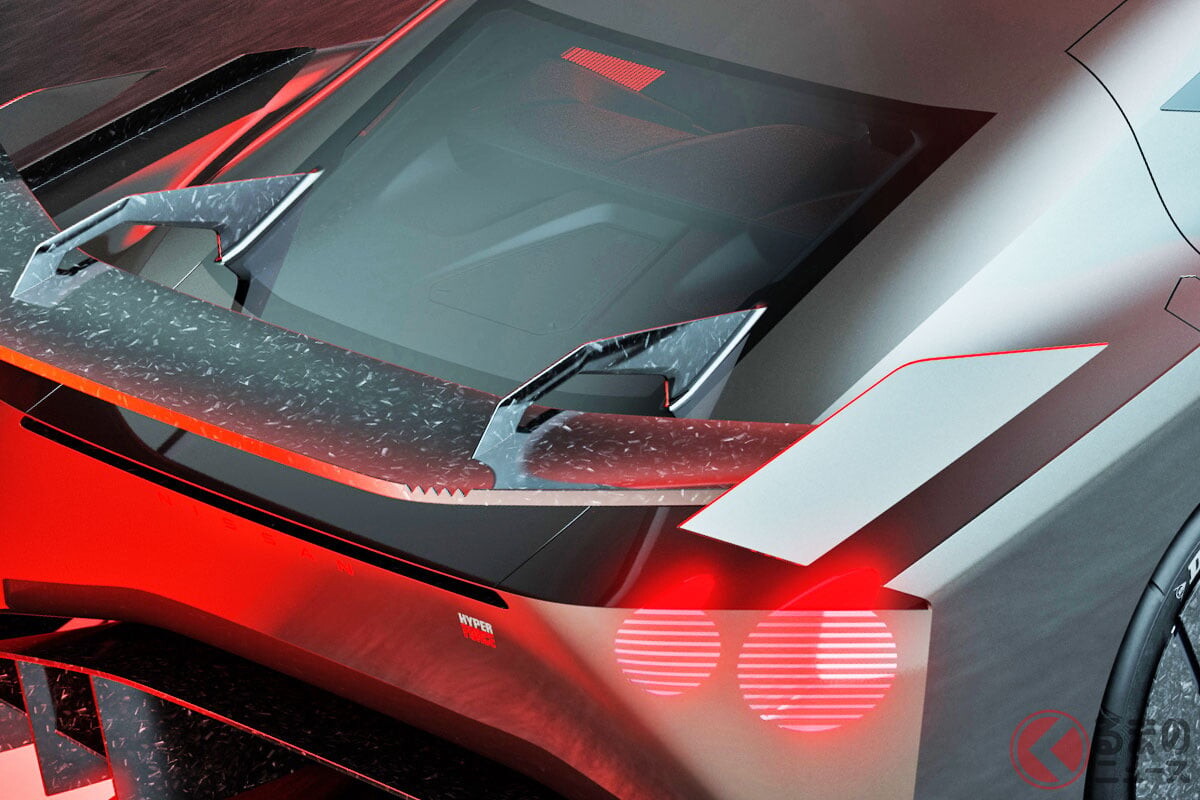 日産の「2ドアスーパーカー」が凄かった！ 「次期型GT-R!?」予感する1300馬力「超パワフルユニット」×“高性能エアロ”装備！ 23年公開「ハイパーフォース」コンセプトは続報に期待