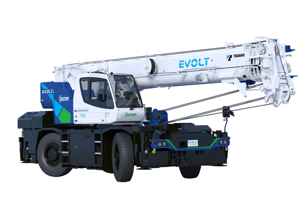 世界初、フル電動ラフテレーンクレーン「EVOLT eGR-250N」2023年12月8日より発売開始