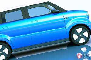 スズキ新型「“4人乗り”軽ワゴン」世界初公開！ めちゃ“未来的”な「3本線ライト」採用！ 使いやすい“5ドア”ボディは「新ワゴンR-EV」か!? 2026年投入予定の「ビジョンeスカイ」に大注目！